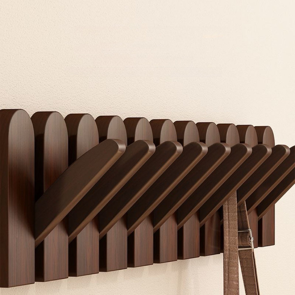 Modern Folding Wooden Wall Hook Rack (3–12 Hooks)