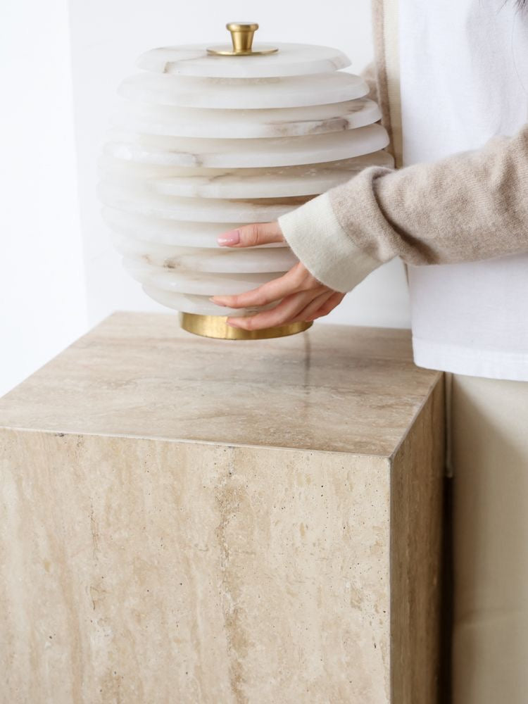 Elysian Natural Travertine Plinth Pedestal & Side Table