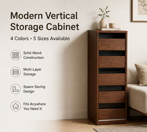 Slim Walnut Storage Tower | 2, 3, 4, 5, and 6 Tiers