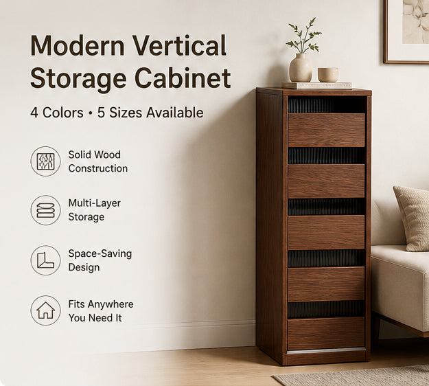 Slim Walnut Storage Tower | 2, 3, 4, 5, and 6 Tiers