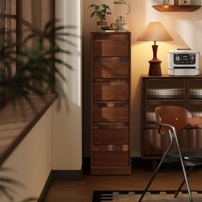 Slim Walnut Storage Tower | 2, 3, 4, 5, and 6 Tiers