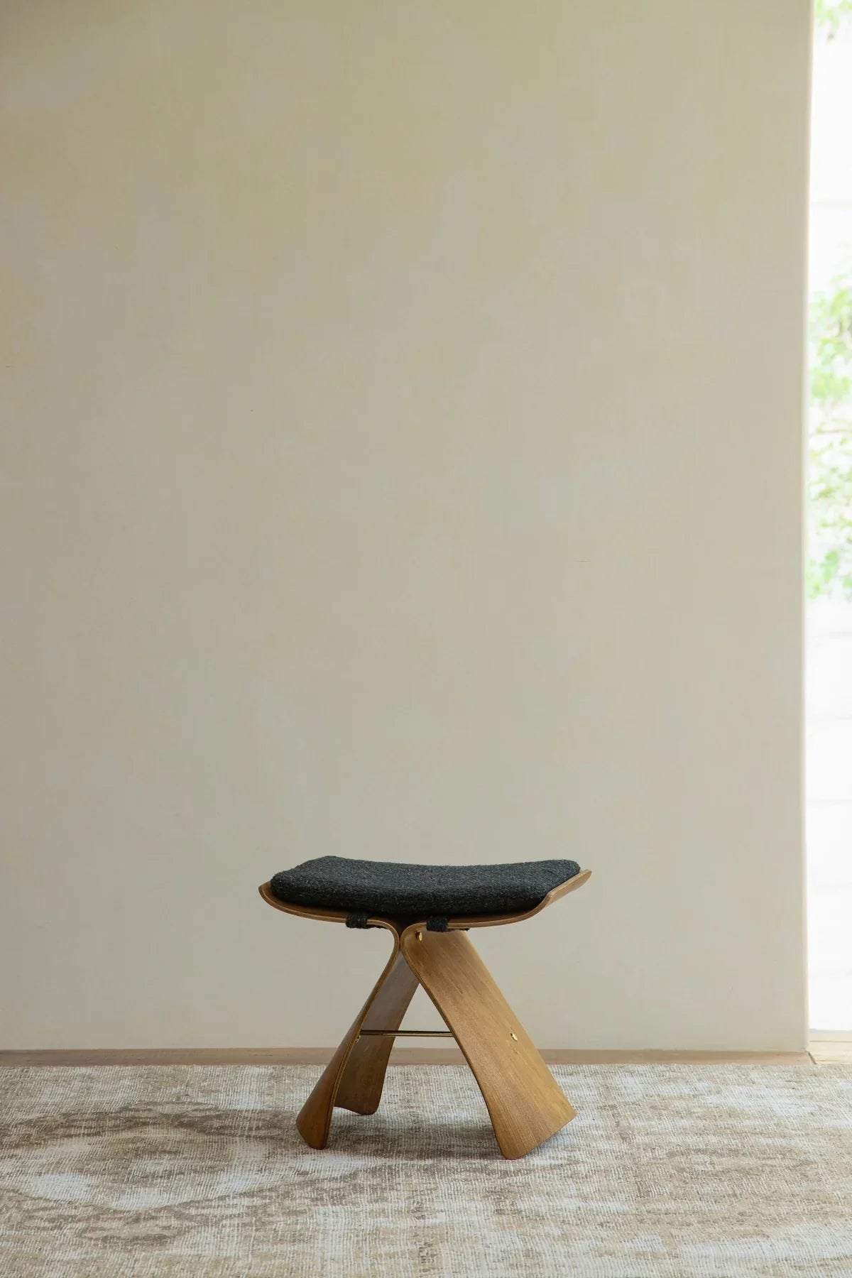 Haiku Stool | Butterfly Silhouette Japanese Modern Wooden Stool