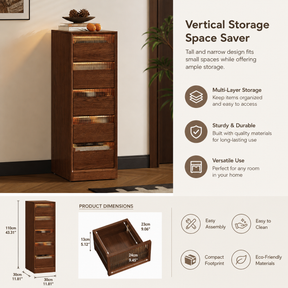Slim Walnut Storage Tower | 2, 3, 4, 5, and 6 Tiers