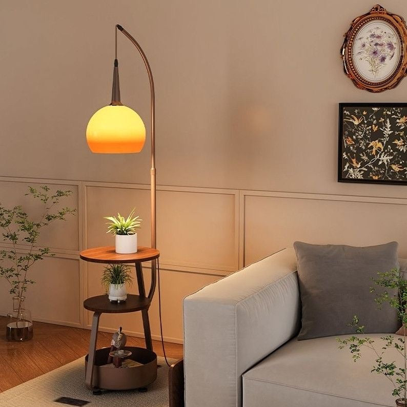Modern Multi-Functional Floor Lamp with Shelves - Low Shade Style