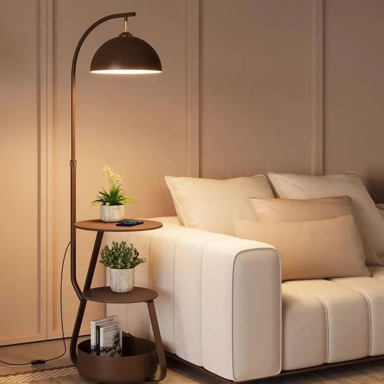 Modern Multi-Functional Lounge Side Table Floor Lamp - High Shade Style