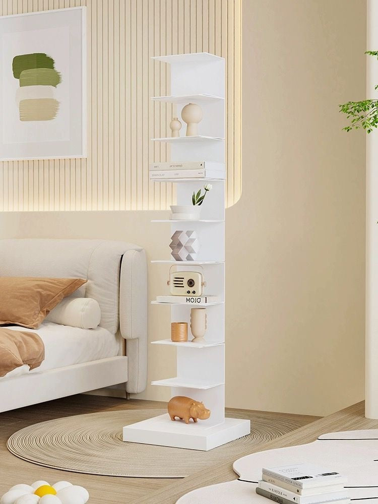Modern Floating Metal Bookshelf - 5, 6, 8, and 9 Tier Vertical Storage | Space-Saving Metal Bookcase for Home & Office