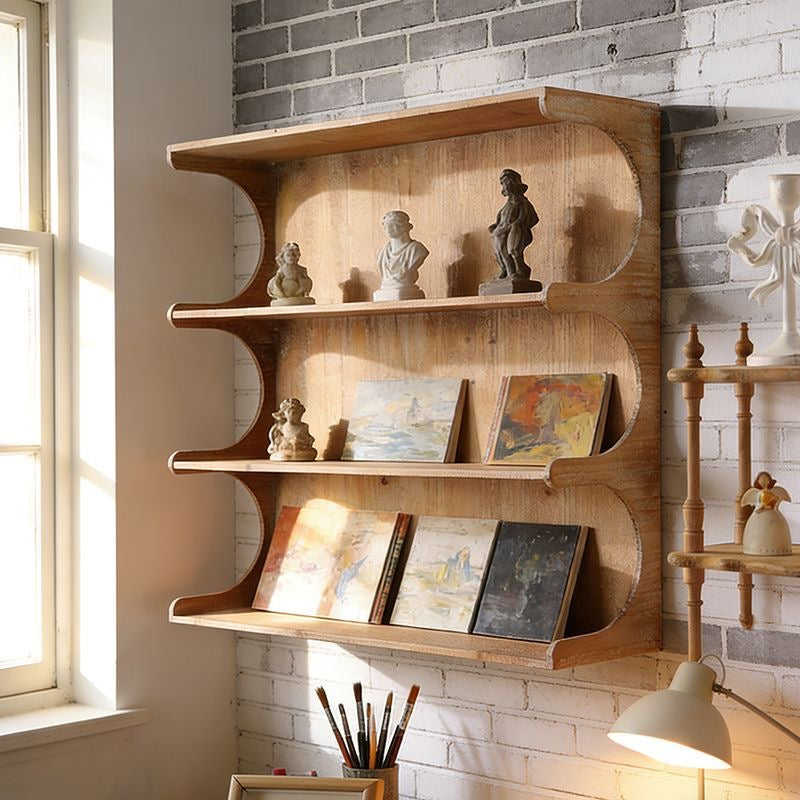 Vintage Scalloped Wall Shelf | Solid Pine French Country Display Shelf