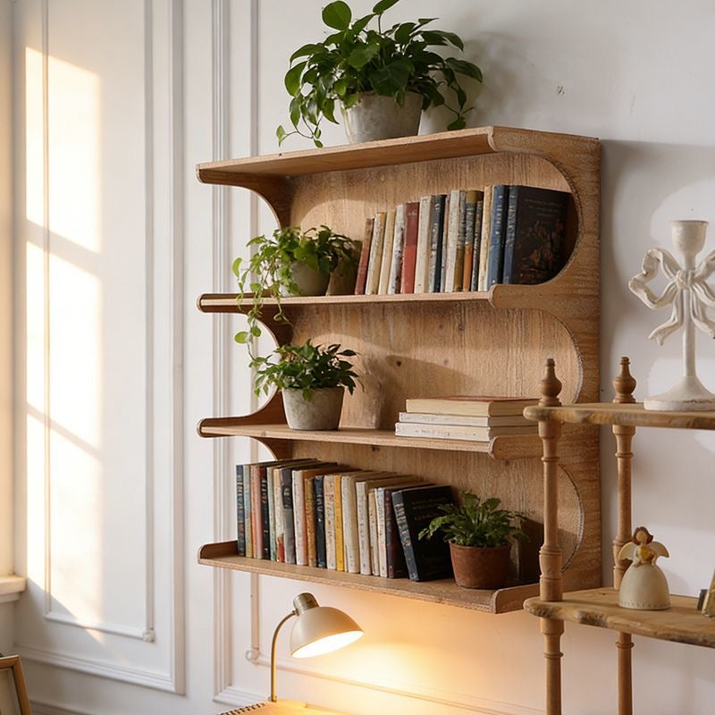 Vintage Scalloped Wall Shelf | Solid Pine French Country Display Shelf