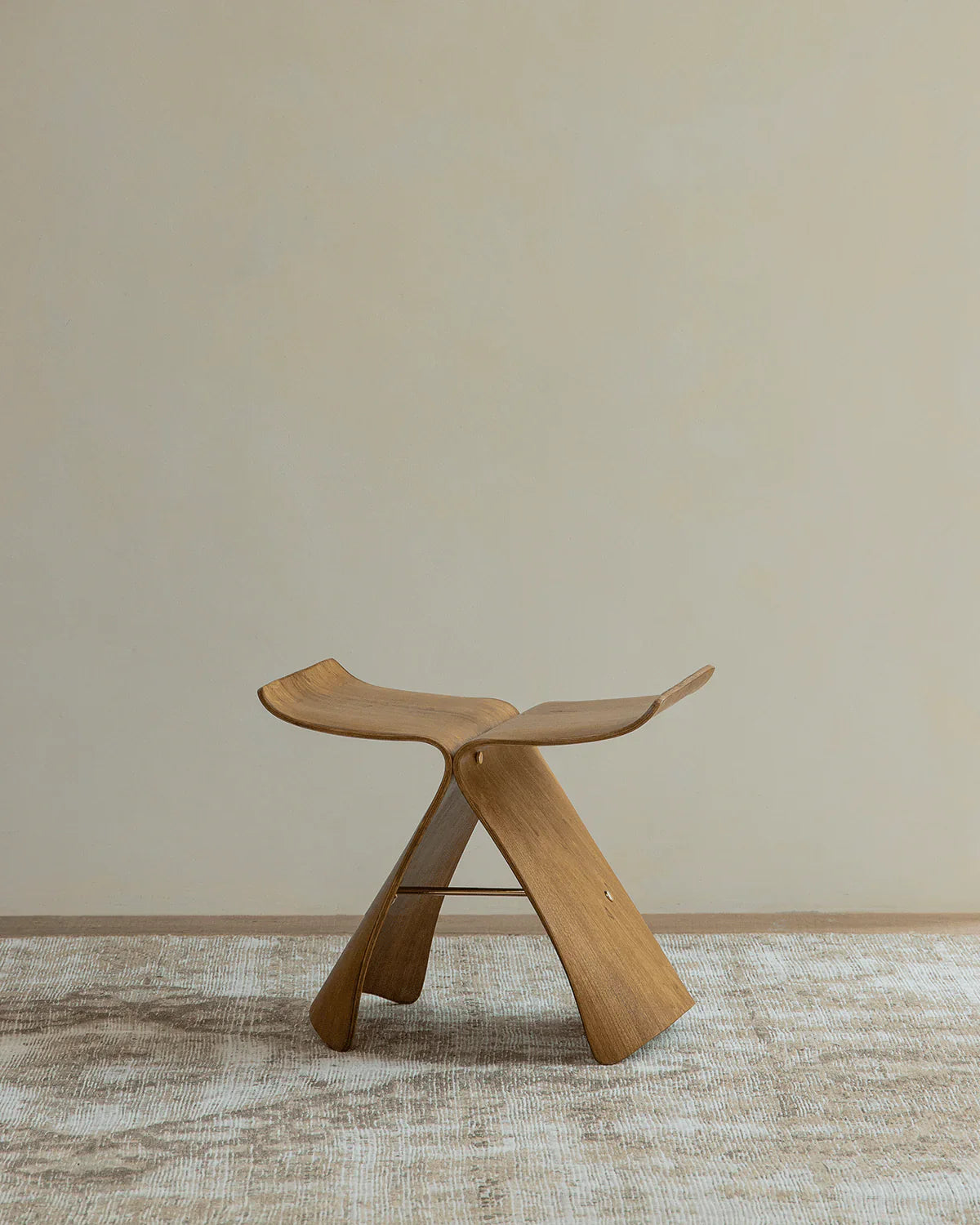 Haiku Stool | Butterfly Silhouette Japanese Modern Wooden Stool