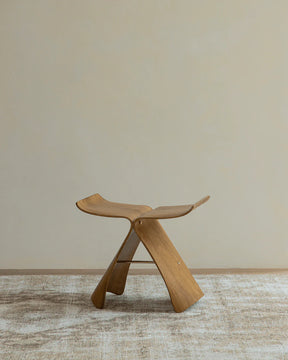 Haiku Stool | Butterfly Silhouette Japanese Modern Wooden Stool