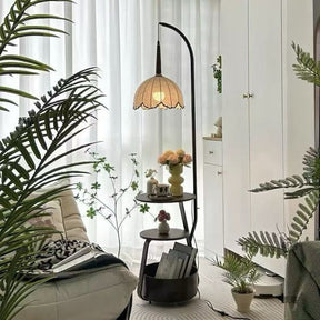 Modern Multi-Functional Floor Lamp with Shelves - Low Shade Style