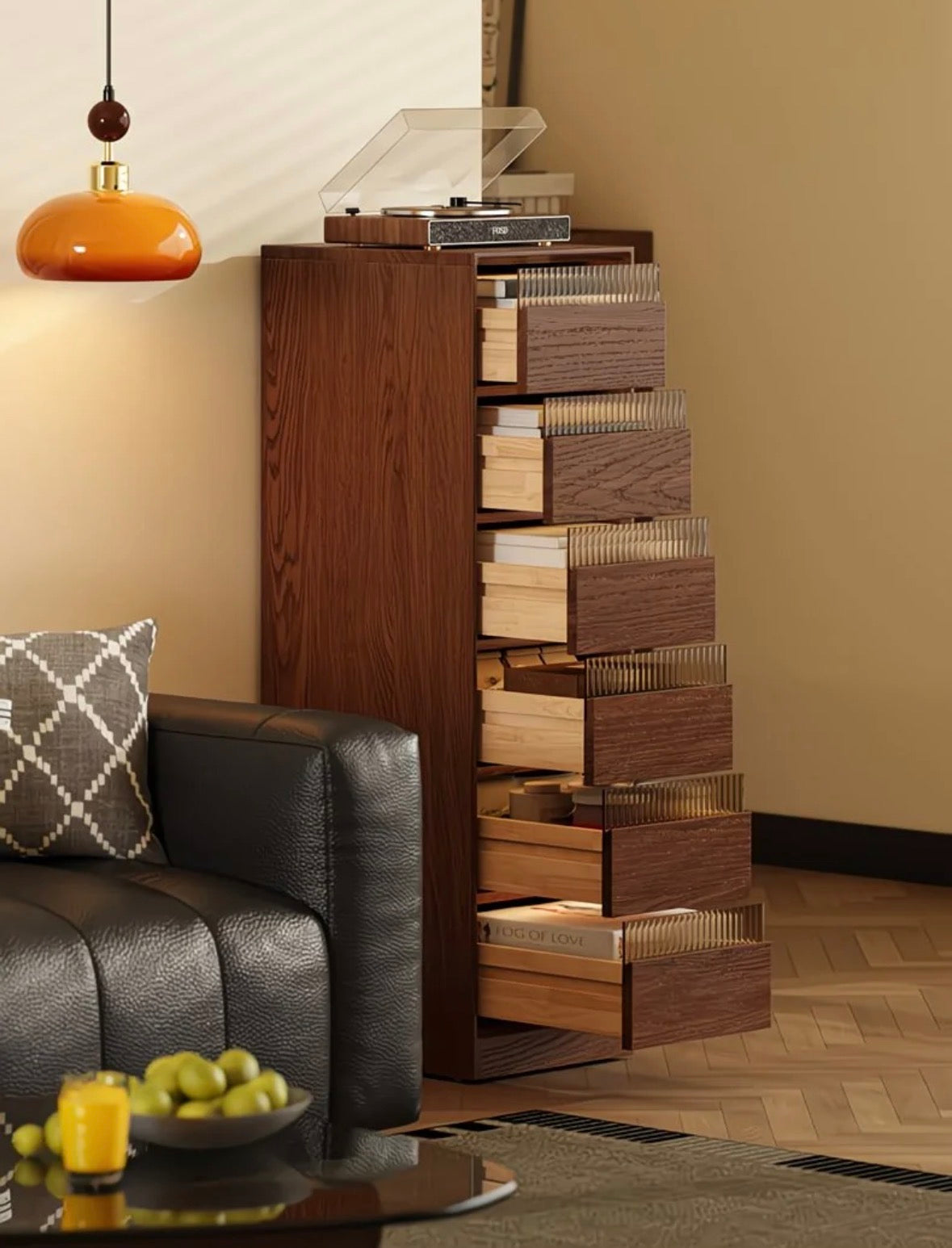 Slim Walnut Storage Tower | 2, 3, 4, 5, and 6 Tiers