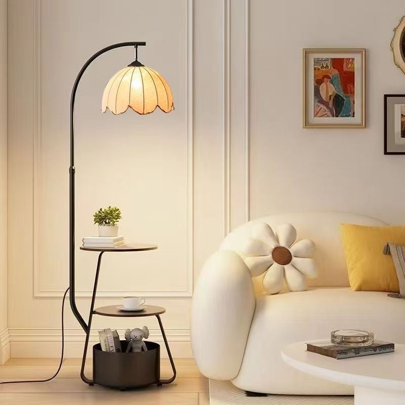 Modern Multi-Functional Lounge Side Table Floor Lamp - High Shade Style