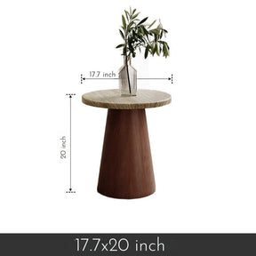 Travertine Top & Solid Walnut Tapered Base | Indoor-Outdoor Organic Modern Accent
