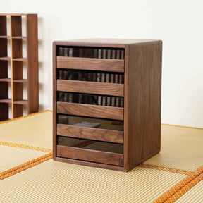Slim Walnut Storage Tower | 2, 3, 4, 5, and 6 Tiers