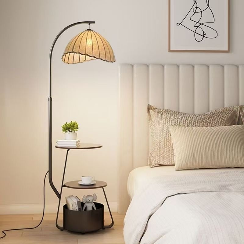 Modern Multi-Functional Lounge Side Table Floor Lamp - High Shade Style