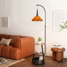 Modern Multi-Functional Floor Lamp with Shelves - Low Shade Style