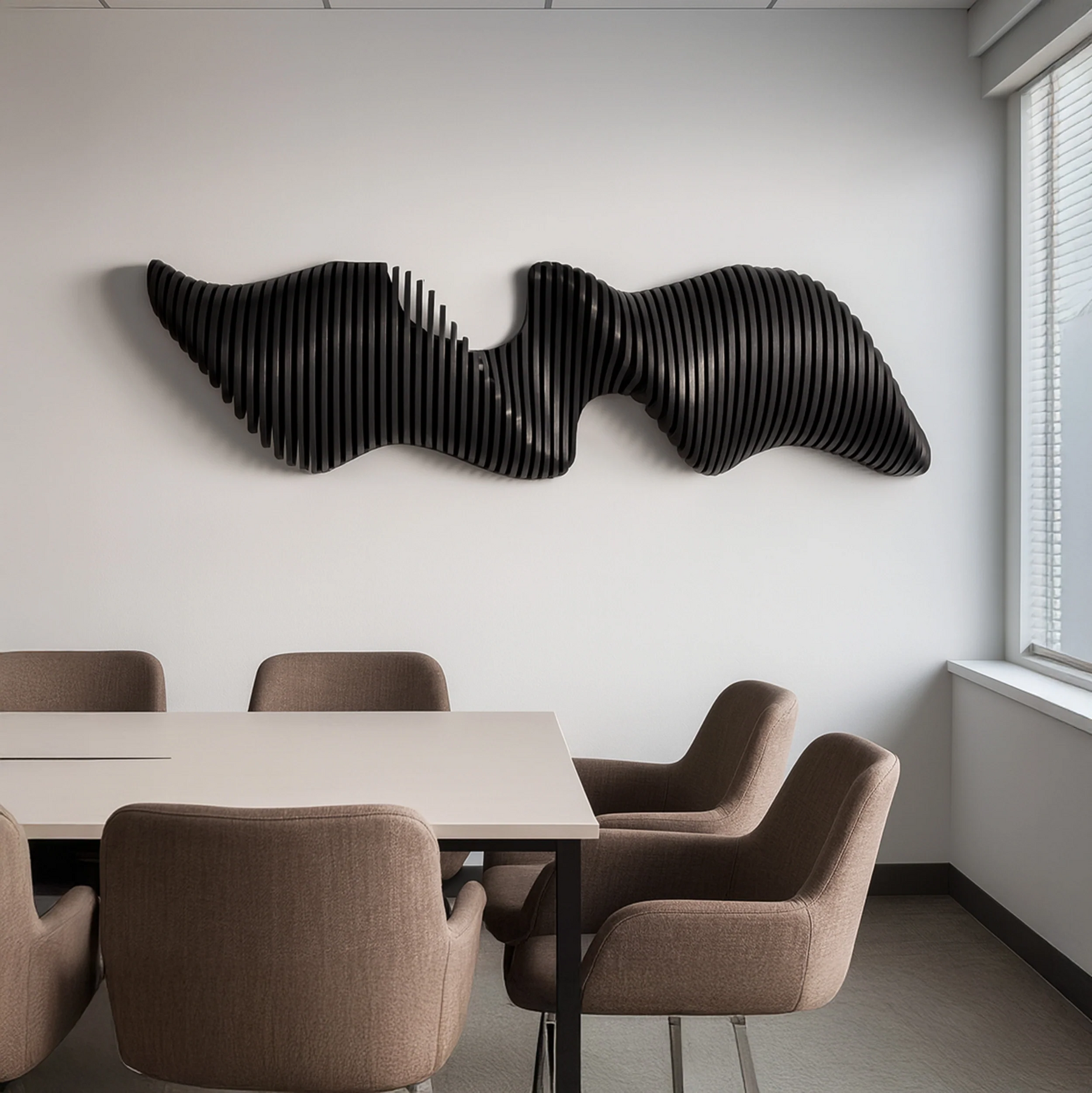 3D Parametric Wood Wave Wall Art | Modern Black Sculptural Decor | Modular Statement Piece
