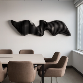 3D Parametric Wood Wave Wall Art | Modern Black Sculptural Decor | Modular Statement Piece