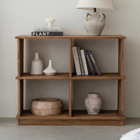 Modular Solid Wood Folding Bookshelf – 2-in-1 Transformable Display Rack & Room Divider