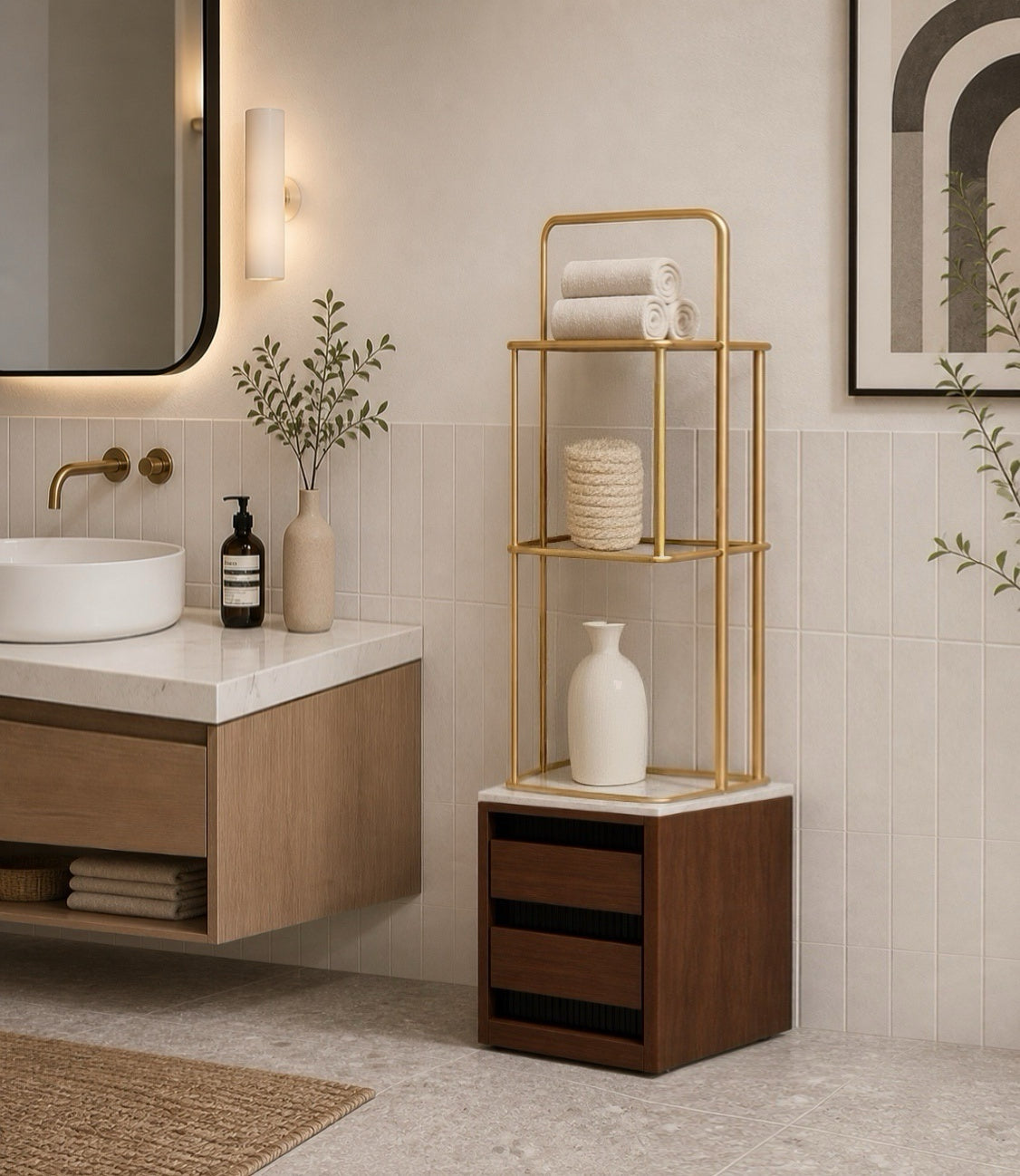 Slim Walnut Storage Tower | 2, 3, 4, 5, and 6 Tiers