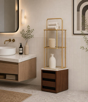 Slim Walnut Storage Tower | 2, 3, 4, 5, and 6 Tiers