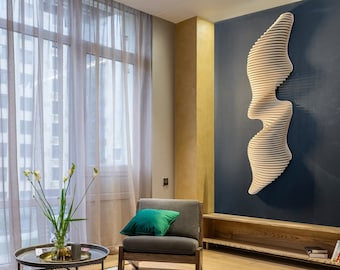 3D Parametric Wood Wave Wall Art | Modern Black Sculptural Decor | Modular Statement Piece
