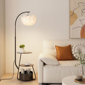Modern Multi-Functional Lounge Side Table Floor Lamp - High Shade Style