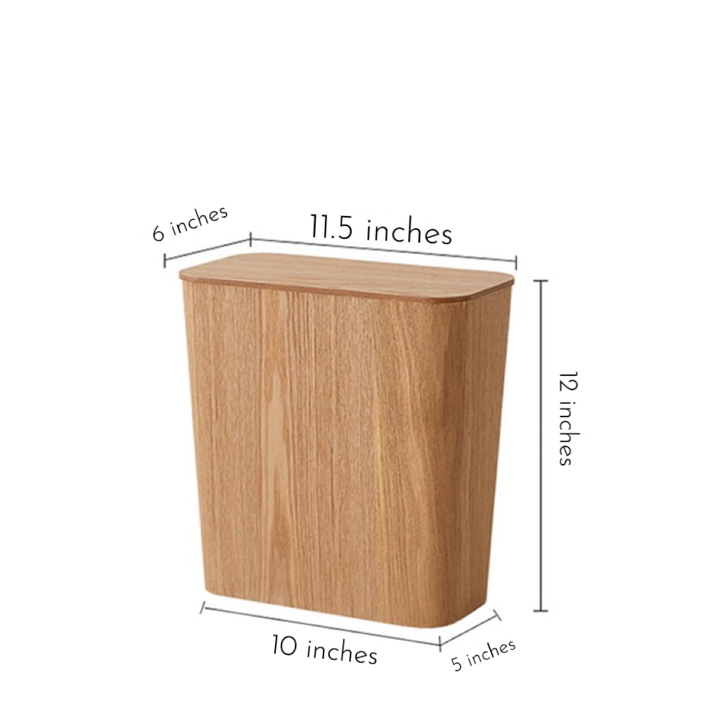 Wooden-Style Trash Bin with Lid – Modern & Functional Design