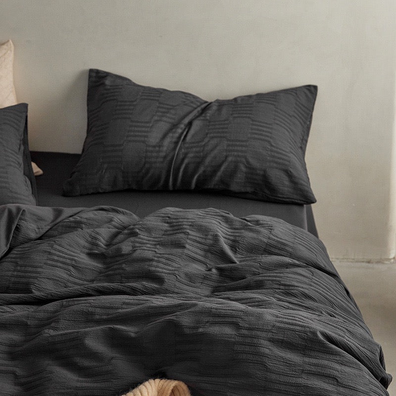 Soft Washed Cotton 4-Piece Bedding Set – Minimalist Solid Color