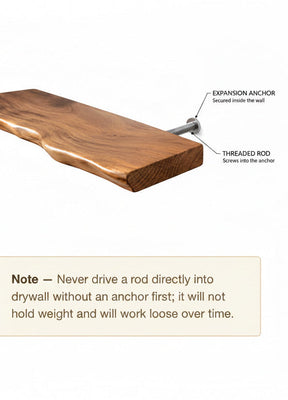 Live Edge Floating Wood Shelf – Rustic Natural Solid Wood Wall Shelf