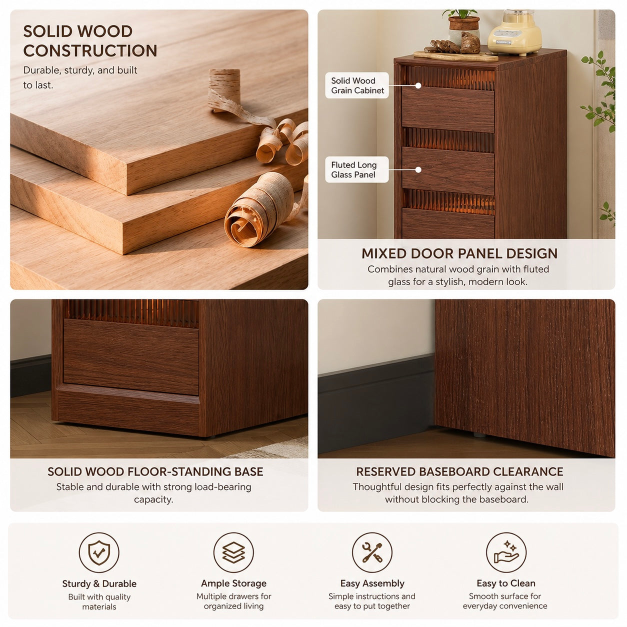 Slim Walnut Storage Tower | 2, 3, 4, 5, and 6 Tiers