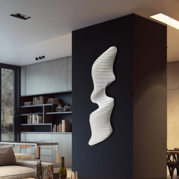 3D Parametric Wood Wave Wall Art | Modern Black Sculptural Decor | Modular Statement Piece