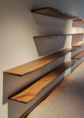 Live Edge Floating Wood Shelf – Rustic Natural Solid Wood Wall Shelf
