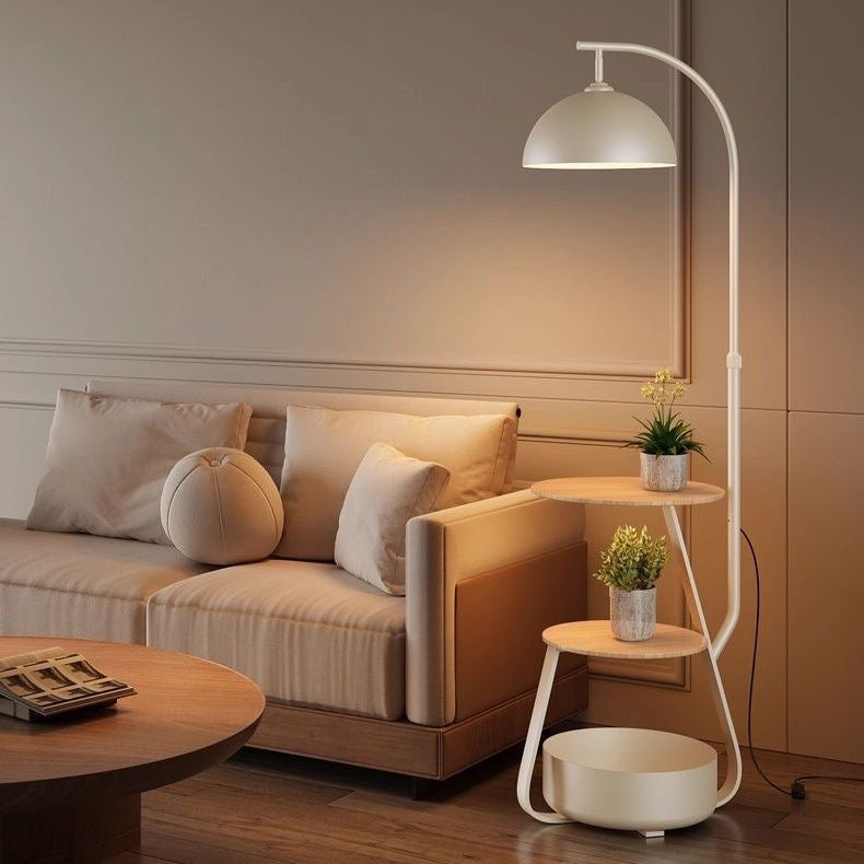 Modern Multi-Functional Lounge Side Table Floor Lamp - High Shade Style