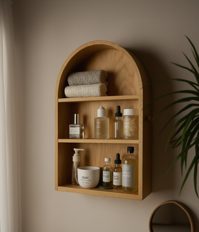 Arched Wooden Wall Shelf – Modern Minimalist Display Bookshelf