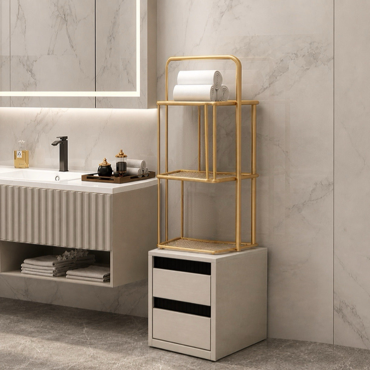 Slim Walnut Storage Tower | 2, 3, 4, 5, and 6 Tiers
