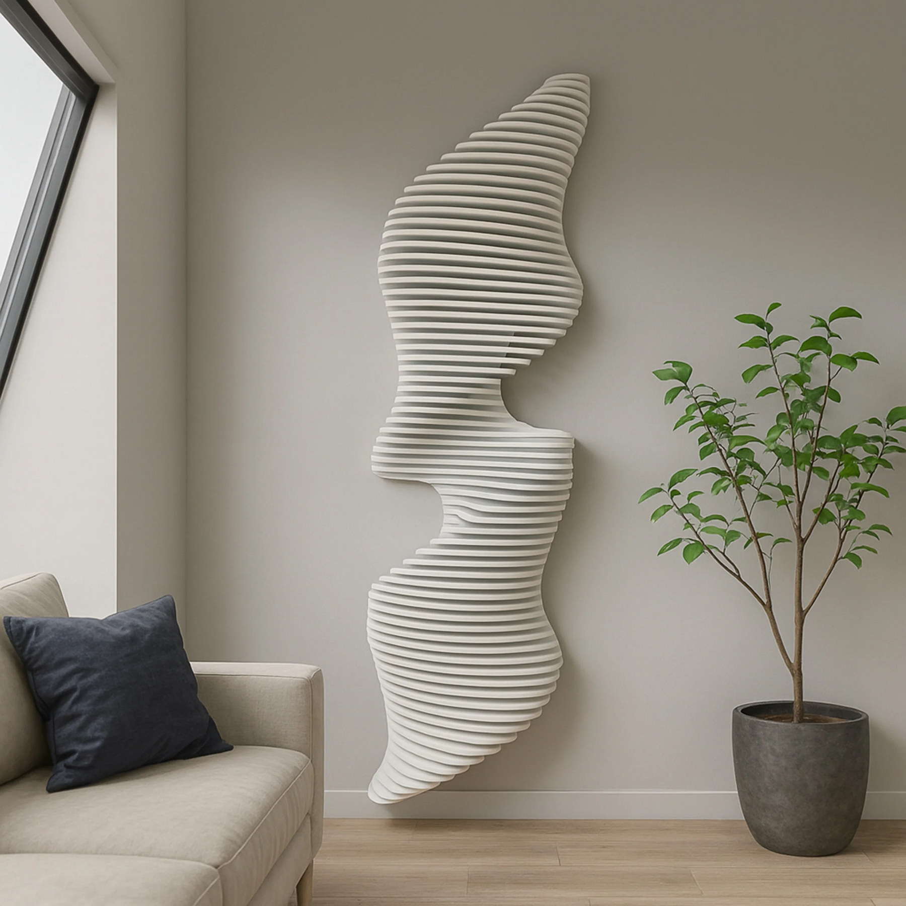 3D Parametric Wood Wave Wall Art | Modern Black Sculptural Decor | Modular Statement Piece