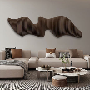 3D Parametric Wood Wave Wall Art | Modern Black Sculptural Decor | Modular Statement Piece