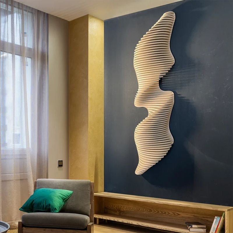 3D Parametric Wood Wave Wall Art | Modern Black Sculptural Decor | Modular Statement Piece