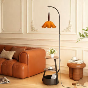 Modern Multi-Functional Floor Lamp with Shelves - Low Shade Style