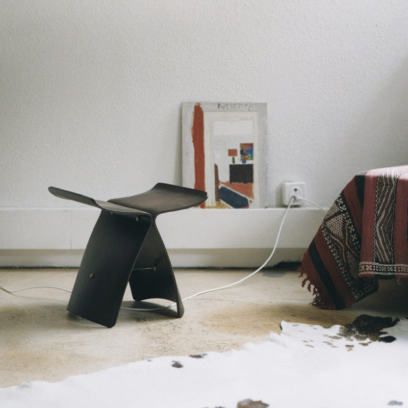 Haiku Stool | Butterfly Silhouette Japanese Modern Wooden Stool