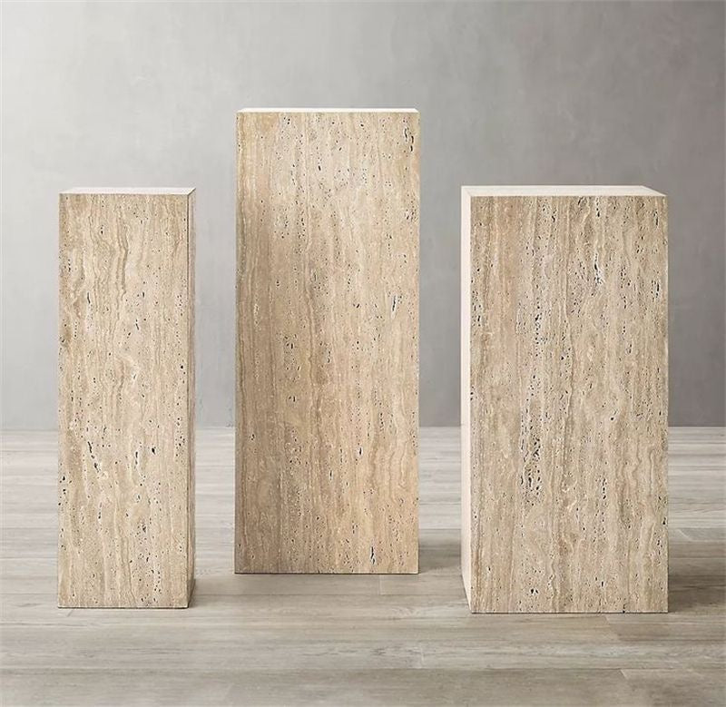 Elysian Natural Travertine Plinth Pedestal & Side Table