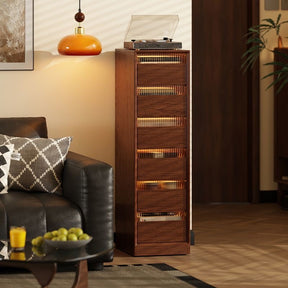 Slim Walnut Storage Tower | 2, 3, 4, 5, and 6 Tiers