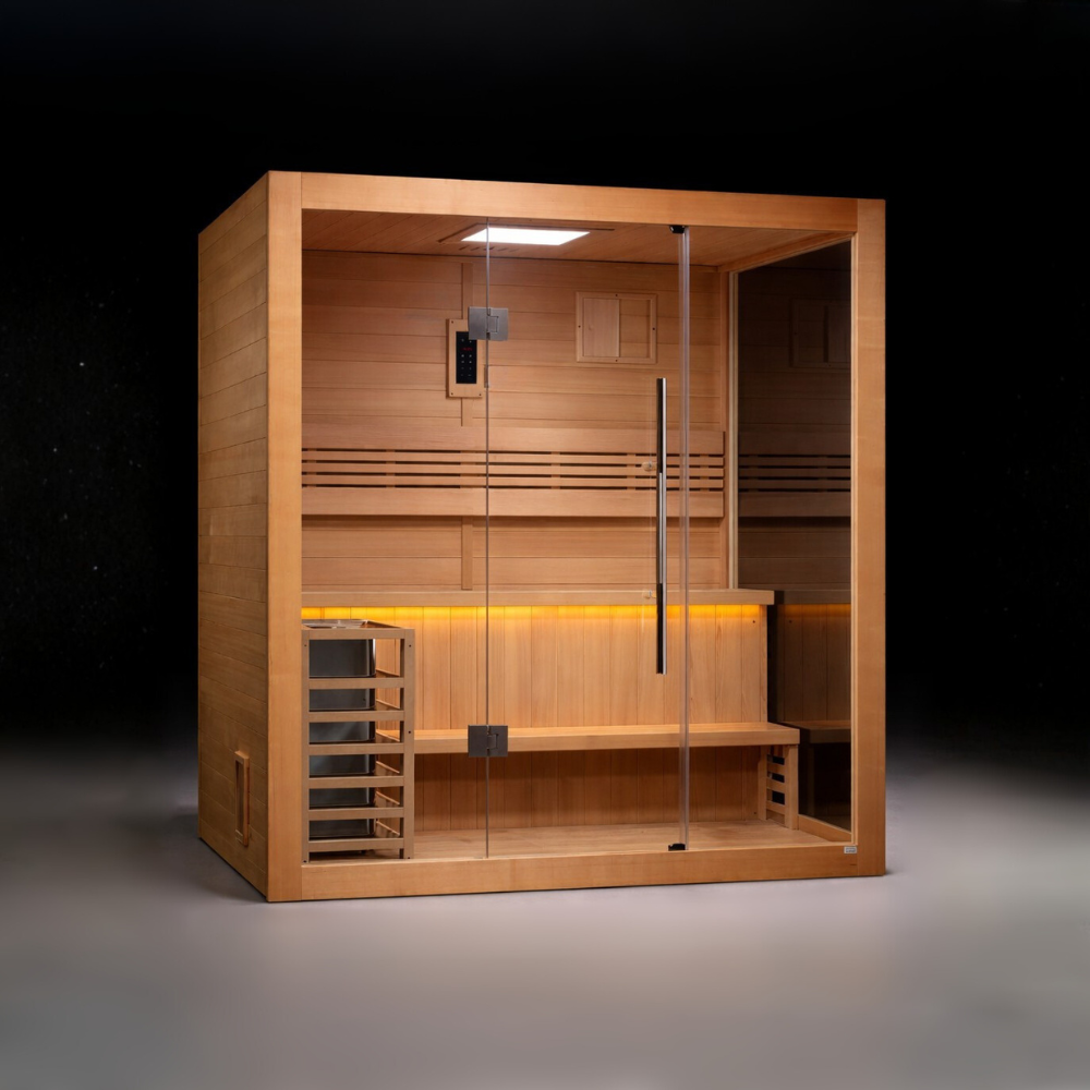 Cedar Barrel Cold Plunge + Solis Traditional Sauna (2-3)
