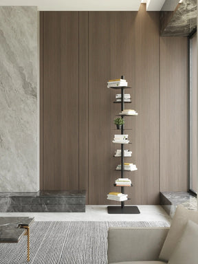 Minimalist Metal Spine Bookshelf | Vertical Tower Bookcase
