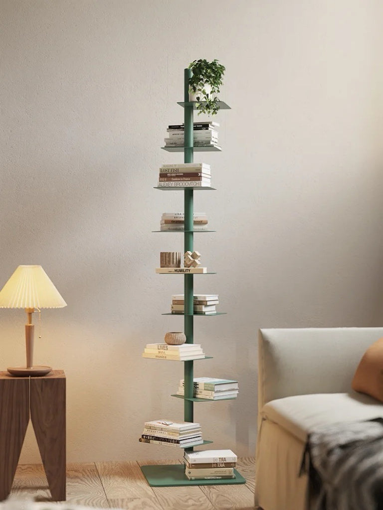 Minimalist Metal Spine Bookshelf | Vertical Tower Bookcase