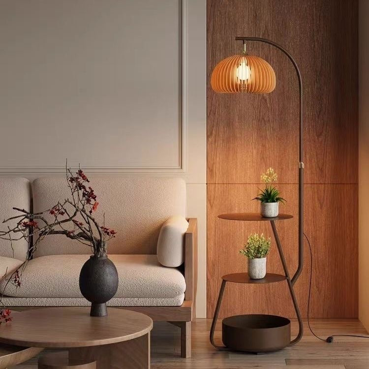 Modern Multi-Functional Lounge Side Table Floor Lamp - High Shade Style