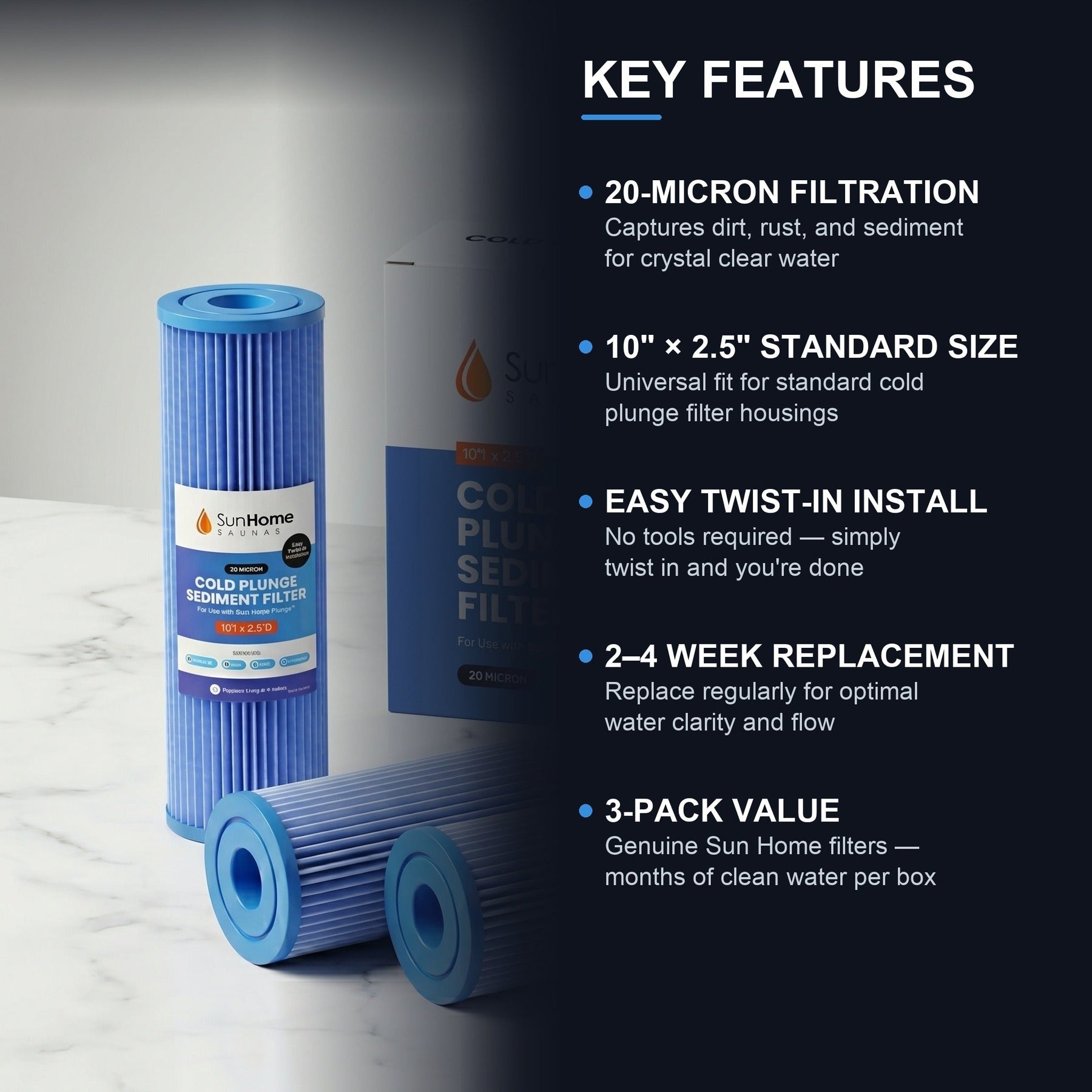 Cold Plunge Filter (3-pack) - 10" x 2.5"