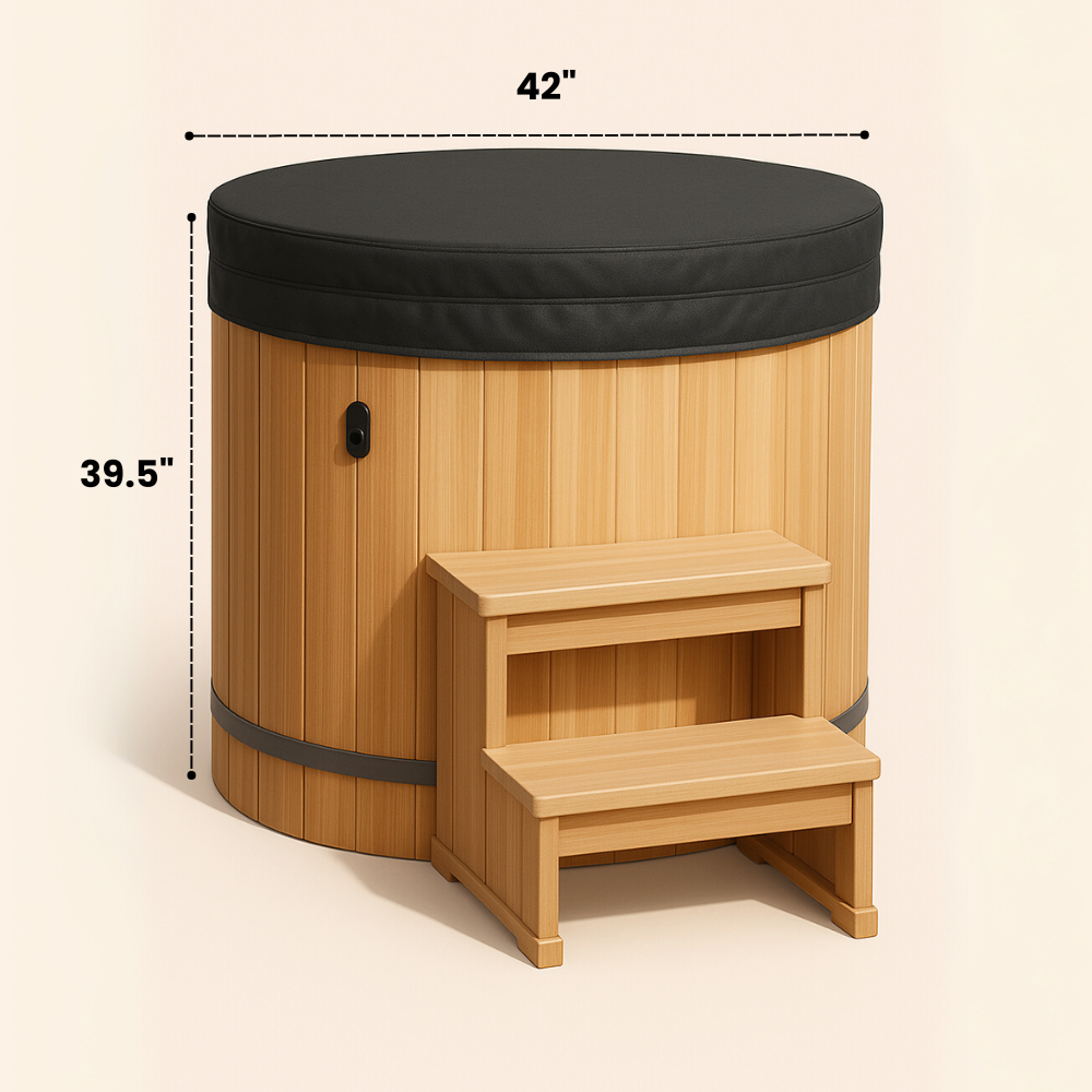 Cedar Barrel Cold Plunge + Solis Traditional Sauna (2-3)